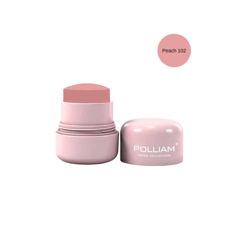 POLLIAM Cream Blush | Buildable Blush Stick | Matte and Dewy Finish #Peach 102